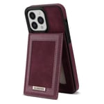 Zippered Leather Case for iPhone Wallet Case with Credit Card Slot Holder Wine Red For iPhone 13 Mini