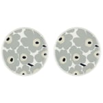 Marimekko Unikko tallerken 25 cm 2 stk, hvit/grå/sand