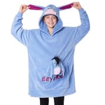 Disney Stitch Fleece Hoodie Blanket with Plushie for Kids Teenagers Eeyore Angel Minnie Mouse Kids Oversized Hoodie (Blue Eeyore)