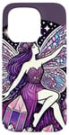 Coque pour iPhone 15 Pro Illustration de fée en cristal violet améthyste