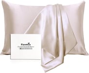 Ravmix 100% Silk Pillowcase for Hair and Skin with Hidden 50×75CM, Beige 