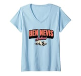 Womens Ben Nevis Scotland s Heartbeat Ski Trip V-Neck T-Shirt