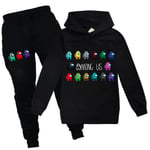 Kids Game Among Us Sweater Hoodie Byxor Träningsoverall Set trendigt black . black 130cm