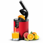 Presse-agrumes électrique à bras pour oranges et agrumes Xqueeze RetroJuice 600 Red. 600W, Style rétro, filtre en acier inox, cône plastique, levier