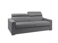 Vente-unique Dunlopillo - Canapé 4 Places Convertible Express en Tissu Gris - Couchage Lattes Larges 160 cm - Matelas 22 cm avec mémoire de Forme Vizir