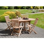 Harris - Table de jardin 4/6 personnes - ovale extensible 120/180 x 90 cm en bois Teck