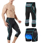 MEETWEE Cyclisme Pantalons 3/4 Homme, Vélo Corsaires Respirant 3D Gel Silicone Long Bike Compression Leggings Cycliste Pantalon de Vélo Pantalon (Bleu, L)