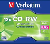 Verbatim CD-RW 80MIN / 700MB Rewritable Blank 8 -12x CDRW Disc NEW & SEALED DISC