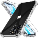 Coque Iphone 12 Mini Antichoc Silicone + 2 Verres Trempés, Coque Iphone 12 Mini Transparent, Etui Housse Coque Pour Iphone 12 Mini (5.4 Inch) Antichoc Silicone Transparent, Souple Silicone [Antichoc