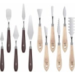 Couteau à Palette, 11 Pcs Outils de Peinture à l'huile Spatula de Artiste en Acier Inoxydable, Accessoires de Mélange de Couleu avec Manche en Bois