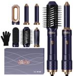 UKLISS Sèche-Cheveux Set, Air Styler 6 en 1 Brosse Sèche-Cheveux Multifonctionnelle avec Brosse Lissante, Bigoudi à Air Chaud, Boucles coiffantes et Lisseurs