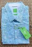 Hugo BOSS aqua green striped Beach Holiday slim fit short sleeve shirt LARGE £89