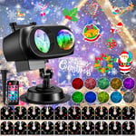 YAZEKY Projecteur Noel Exterieur, 20 Diapositives avec 8 Motifs et 10 Couleurs Océan Projecteur LED Noël Extérieur Intérieur, Lumière Projecteur Flocon de Neige pour Décoration Noël, Fête, Halloween