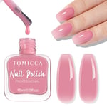 TOMICCA Nail Polish, Quick Drying Jelly Pink Nail Polish, Translucent Pink Nail Varnish No Need Baking, Long Lasting French Nail Polish for Girls, 15ML