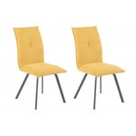 Meubletmoi - Lot de 2 chaises en tissu jaune avec piètement en métal - aria