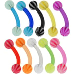 Pack de 10 pi?Ces de 3MM UV Ballon de Plage avec Calibre 16-8MM Longueur Bioplast Banane Flexible sourcil Bar Piercing