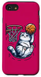 Coque pour iPhone SE (2020) / 7 / 8 Belle idée cadeau design drôle chat qui fait du basketball