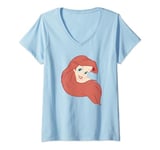 Disney The Little Mermaid Ariel Hair Swirl Big Face Portrait T-Shirt avec Col en V