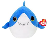 Ty Squishy Beanies - Finsley Le Squaletto, Coussin en Peluche Doux avec œillets pailletés, idée Cadeau pour Petits et Grands Enfants, Tous à Collectionner - 33 cm - T39366