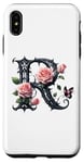 Coque pour iPhone XS Max Letter R Initial Floral Monogram Rose Pink Flower Butterfly