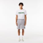 Lacoste Short Jogger en molleton avec message brodé Taille XS Gris Chine