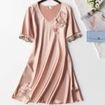 CIDCIJN Chemise De Nuit Pyjama Femme,Summer Silky Satin Women Nightgown Sleepwear Casual Night Dress Oversized Sleep Shirt Sexy Nightshirt Female Sexy Home Dress,Abricot,M