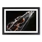 Big Box Art Violin Instrument Framed Wall Art Picture Print Ready to Hang, Black A2 (62 x 45 cm)