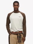 Superdry Essential Logo Baseball Long Sleeve Top, Grey Grindle/Bracken