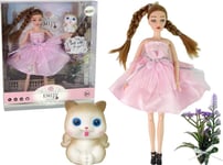 Leantoys Baby Doll Emily Flätor Katt Blommor