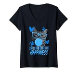 Womens Funny Cat Lover | Pet | Kitten | My Medicine For Happiness V-Neck T-Shirt