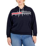 Tommy Hilfiger Women's Casual Soft Long Sleeve Hoodie Hooded Sweatshirt, White, 1x