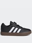 adidas Sportswear Kids Unisex VL Court 3.0 Velcro Trainers - Black/White, Black/White, Size 2 Older