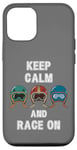 Coque pour iPhone 12/12 Pro Casques rétro vintage, Go Kart Car Racing, Keep Calm & Race On