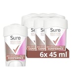 Sure Women Maximum Protection Confidence Anti-Perspirant Cream Deodorant Stick with 3x stronger* sweat protection for 96 hour sweat and odour protection 6x 45 ml