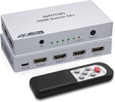 Switch Hdmi Automatique 5 Entrées 1 Sortie, Multiprise Hdmi Pour Tv Automatique, Port Hdmi Multiple Pour Tele, Commutateur Hdmi 4K 60Hz, Commutateur Hdmi Avec Télécommande, Pour Ps5, Projecteur