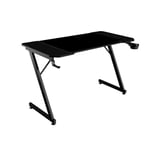 MARSGAMING MGD-X120, Bureau Gaming Ergonomique, Surface en Fibre de Carbone, Structure Métallique, Tapis de Souris XXL, Supports Casque et Boissons, Gestion des Câbles, Bureau Gaming 120x60cm, Noir