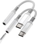 Adaptateur Usb C Vers Jack Écouteur 3.5Mm(Lot De 2)Dac Aux Audio Câble Filaire Casque Prise Pour Iphone 16 15 Pro Max Compatible Avec Samsung Galaxy S24 Pour Apple Type C Pour Ipad[QUE072926]