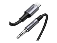 Ugreen - Lightning- Till Hörlursuttag-Kabel - Lightning Hane Till Mini-Phone Stereo 3.5 Mm Hane - 1 M - Skärmad - Svart