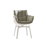 B&B Italia - Husk Outdoor Small Armchair HK1N, White Painted, Fabric Outdoor 02, Lusso Leila 203 - Ulkona käytettävät ruokailutuolit - Patricia Urquiola - Valkoinen - Metalli/Synteettinen