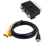 1080P -Compatible Male S-Video To 3  AV Audio Cable W/SCART To 3  Phono4603