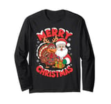 Festive Xmas Santa on Marry Christmas Wild Turkey Long Sleeve T-Shirt