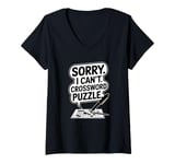 Womens Sorry I Can't Crossword Puzzle, Funny Cruciverbalist V-Neck T-Shirt