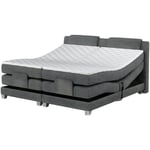 Ensemble complet boxspring tête de lit + sommiers relaxation électrique + matelas + surmatelas - 2 x 80 x 200 cm - Tissu - Gris clair - castel de