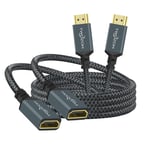 Lot de 2 Câbles d'extension HDMI 0,5M,rallonge HDMI 4K Mâle vers Femelle,Câble adaptateur HDMI 2.0 en nylon tressé compatible 4K@60Hz 3D HDR 2 Pièces