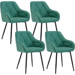 Woltu - Lot de 4 Chaises de Salle à Manger en Velours + Métal, Chaise de Cuisine, Chaise Ergonomique pour Salon, Bureau, Coiffeuse, Vert Turc