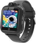 Awatty Kids Smart Watch for Boys Girls, Birthday Gift for 5-12 Year Olds Children, Electronic Learning Toys with 14 Puzzle Games, Black Digital Watch with 90° Rotating Camera and MP3 Music Player