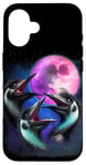 Coque pour iPhone 16 3 émeu hurlant à la lune, ornithologue amusant pour les amoureux des oiseaux