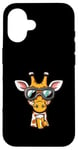 Coque pour iPhone 16 Girafe de ski avec bière | Funny Party Comic