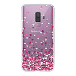 Evetane - Coque Silicone Compatible Samsung Galaxy S9 Plus - Protection Intégrale 360, Fine et Transparente - Coque Avant & Arrière - Haute Résistance - Confettis De Coeur