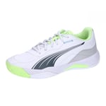 PUMA Mixte Nova Smash Tennis Shoe, White-Luminous Blue-Fizzy Apple-Shadow Gray, 40 EU